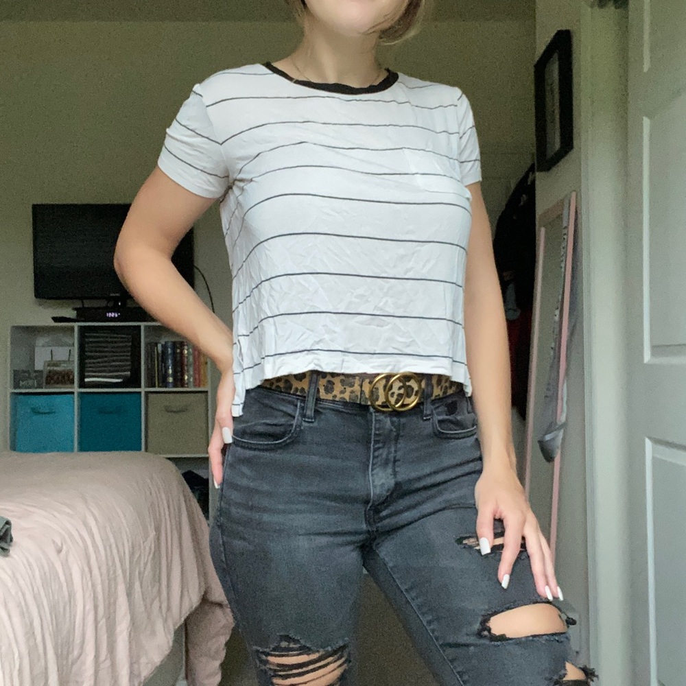 American Eagle black and white striped shirt xs